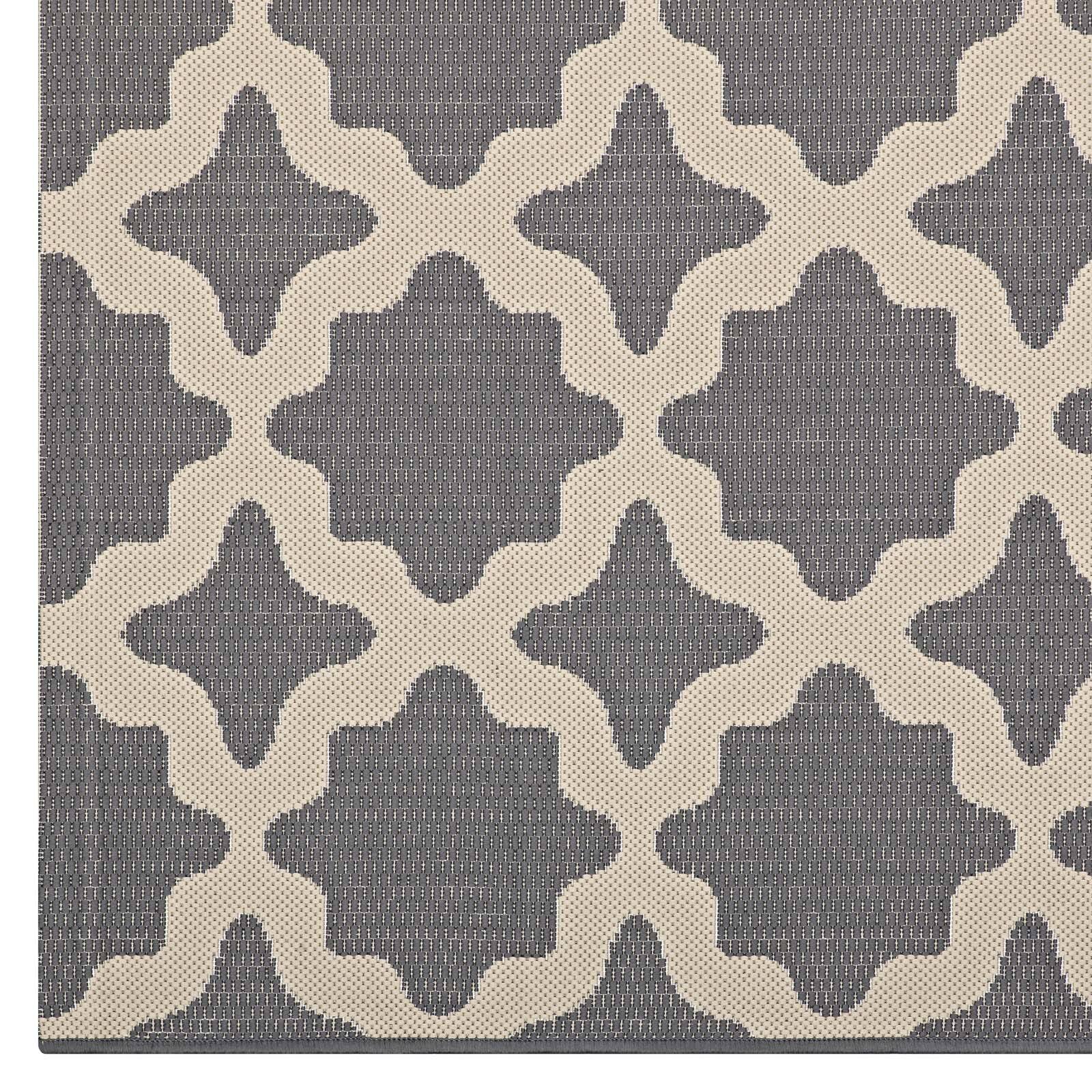 Alt View 1. Modway - Cerelia Moroccan Trellis Indoor and Outdoor Area Rug - Gray and Beige.