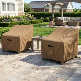 Pure Garden - Outdoor Chair Covers 2-Pack 35” L x 38” W x 34” H Heavy Duty UV Resistant Waterproof Lounge Outdoor Patio Chair Covers - Tan