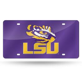 Rico Industries - LSU Tigers Purple Mirrored Laser Cut License Plate Laser Tag - Multi