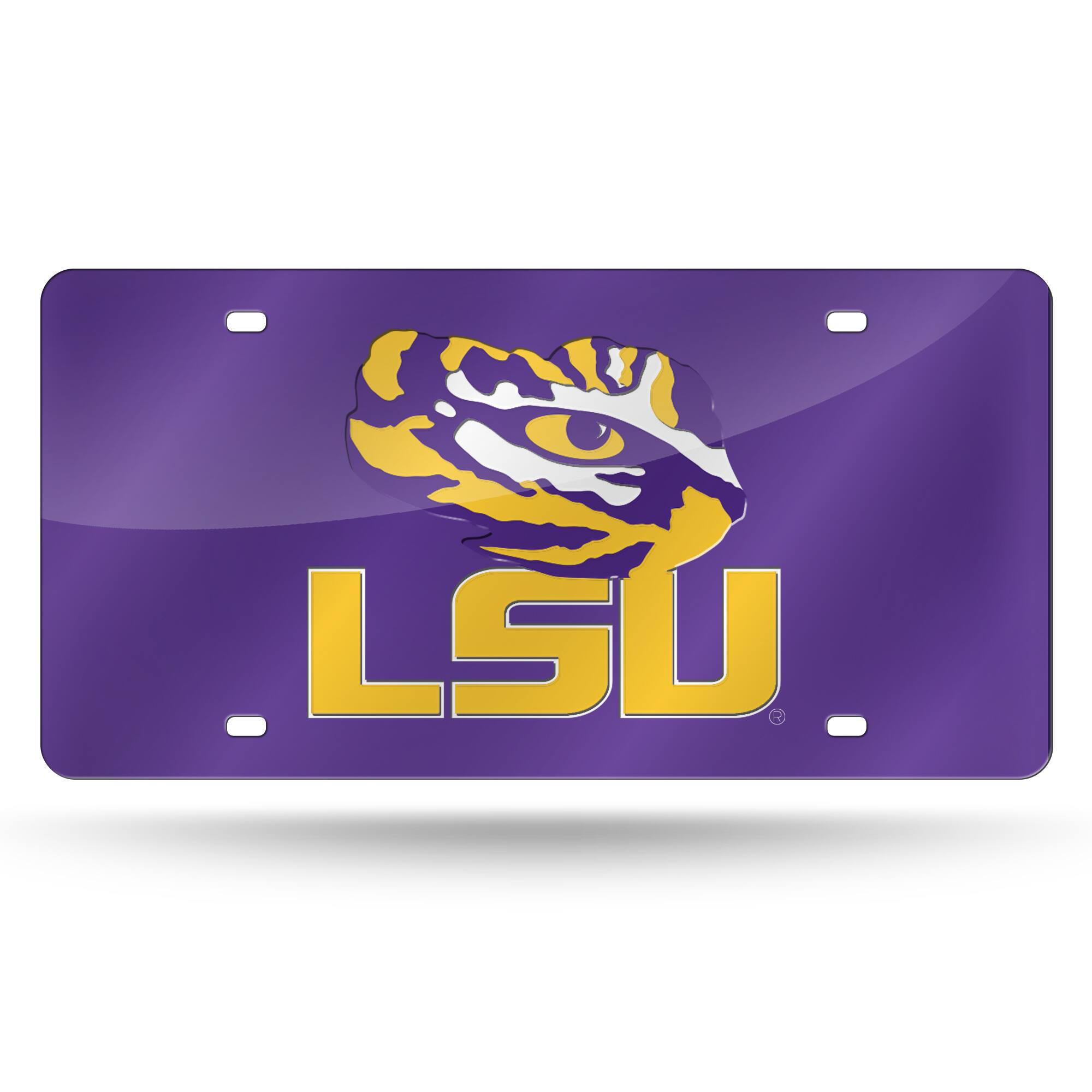 LSU Tigers Purple Mirrored Laser Cut License Plate Laser Tag