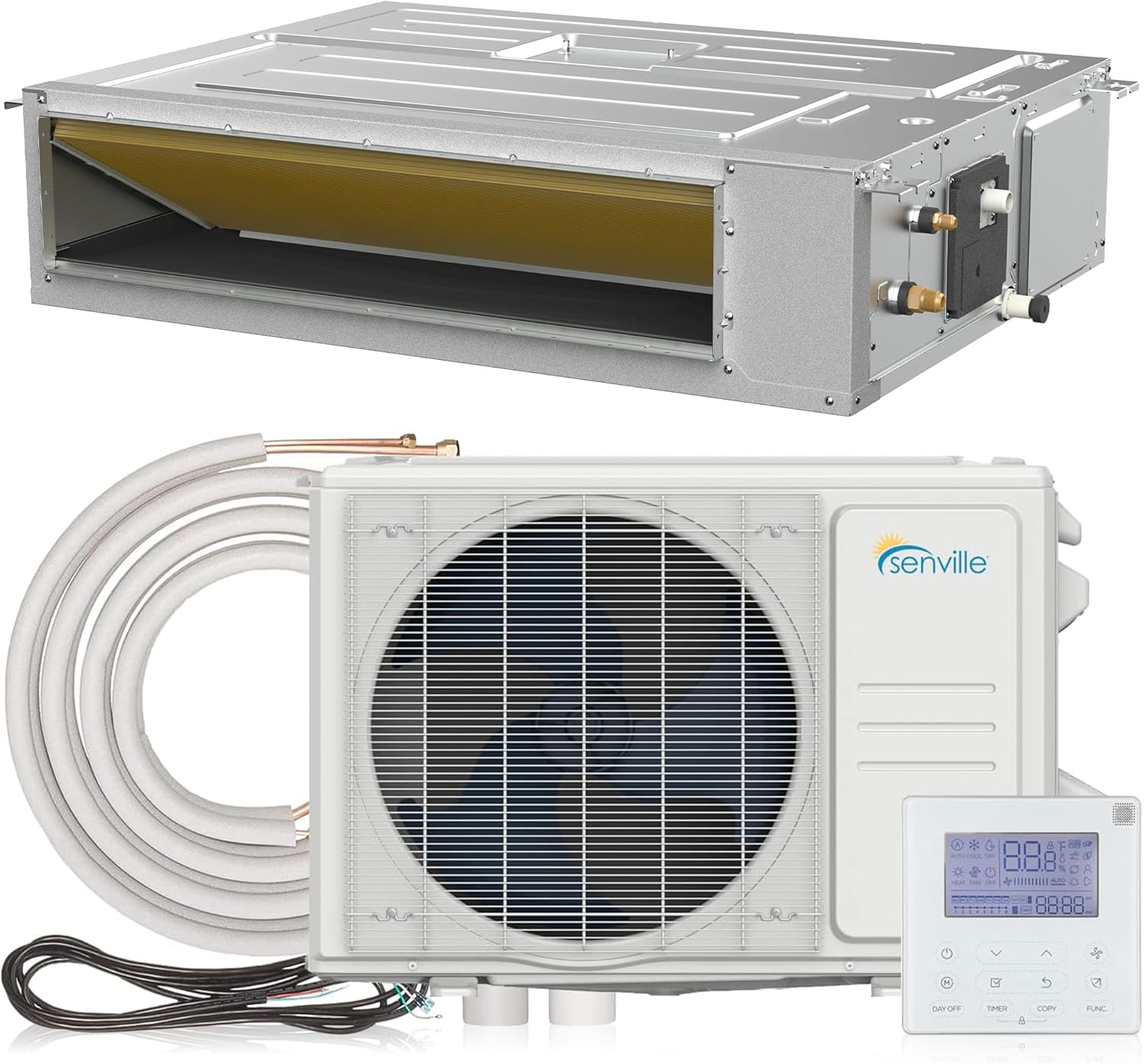 Senville - 12000 BTU Concealed Duct Air Conditioner - Heat Pump - SENA/12HF/ID - White