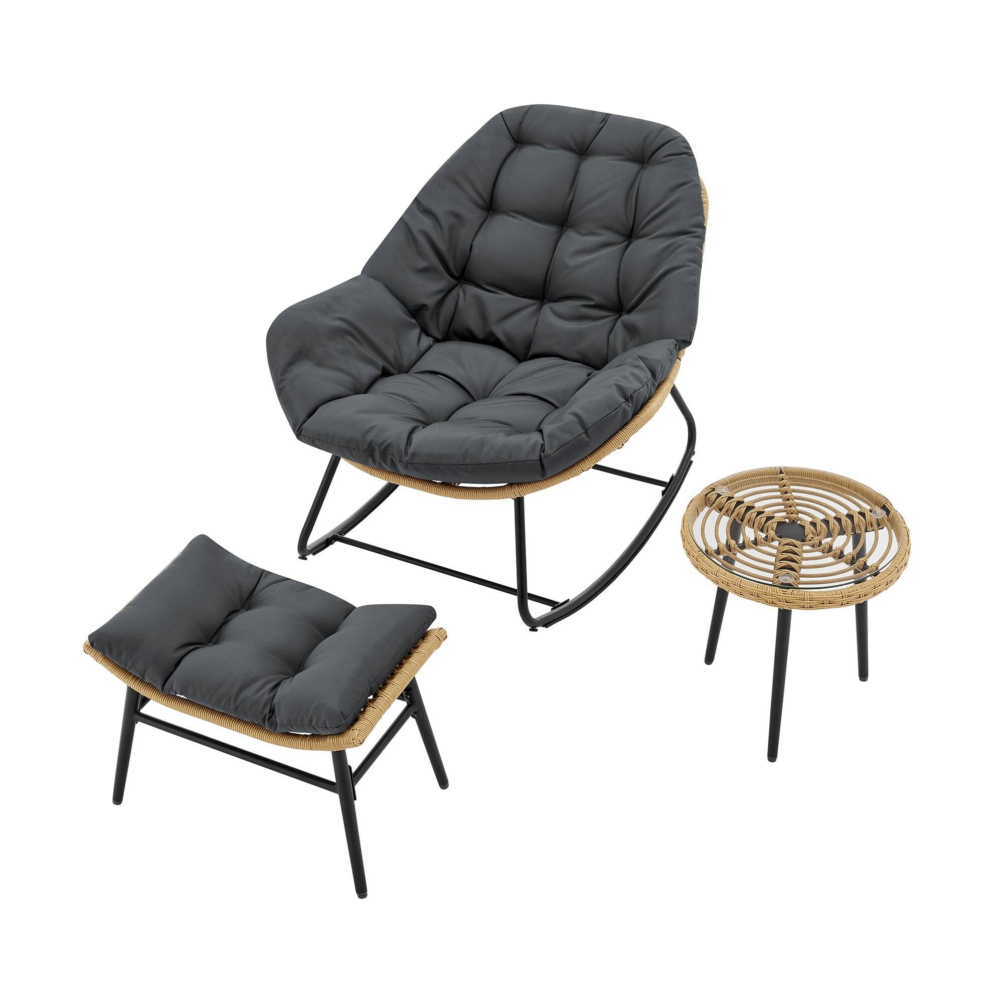 Alt View 4. Manhattan Comfort - Benson Modern 3-Piece Patio Lounge Chair Set - Gray.