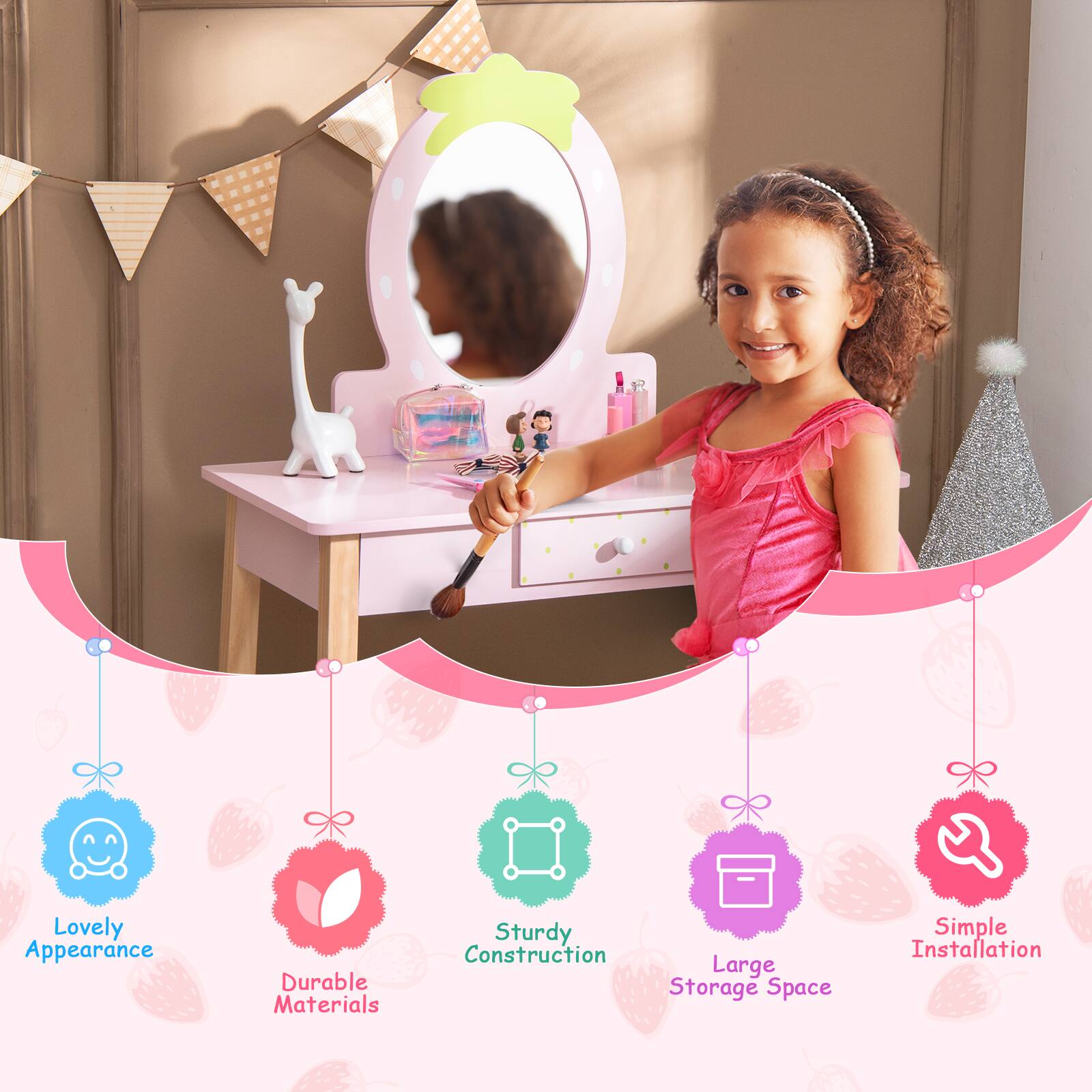 Lovely Appearance, Durable Materials, Sturdy Construction, Large Storage Space, Simple Installation