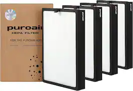 PuroAir - 400 HEPA Filter 4-Pack with CarbonTech 3-Layer Defense – Filters 99.9% Pollen, Dust, Dander, Smoke & Odors - White