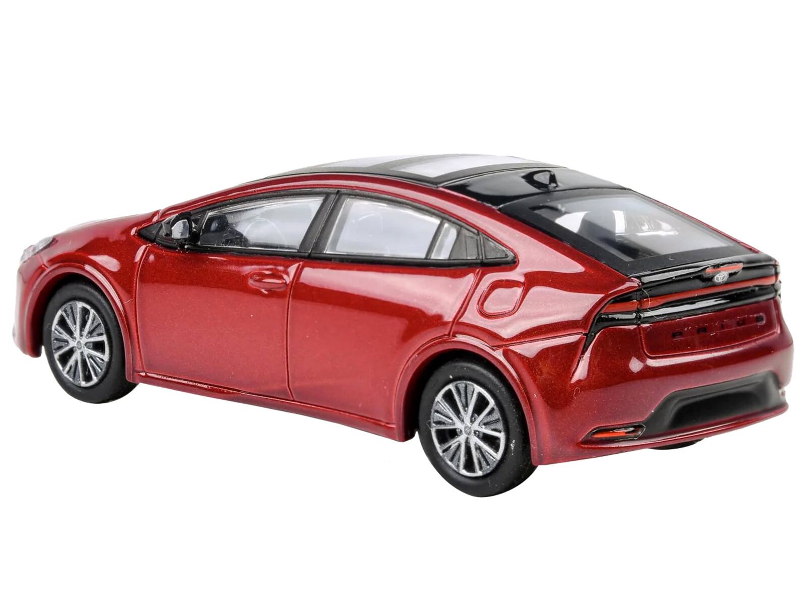 Alt View 3. Paragon - 2023 Toyota Prius Supersonic Red Metallic with Black Top and Sun Roof and Sun Roof 1/64 Model Car by Paragon Models.