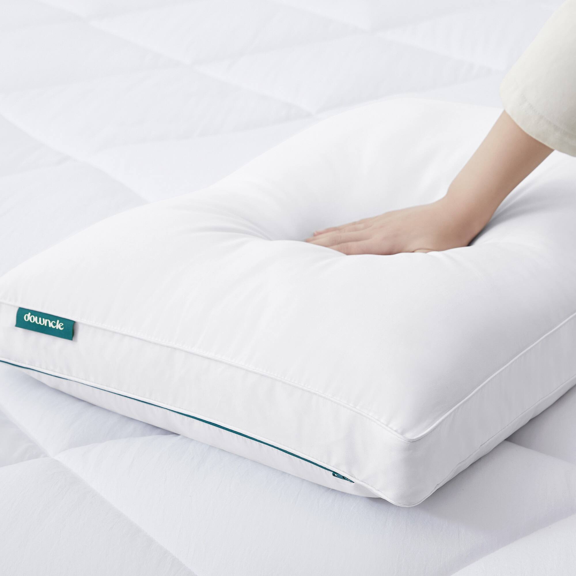 Alt View 1. Puredown - Downcle Adjustable Height Goose Feather and Down Bed Pillow with GRS Recycled Materials, Standard/Queen - White.