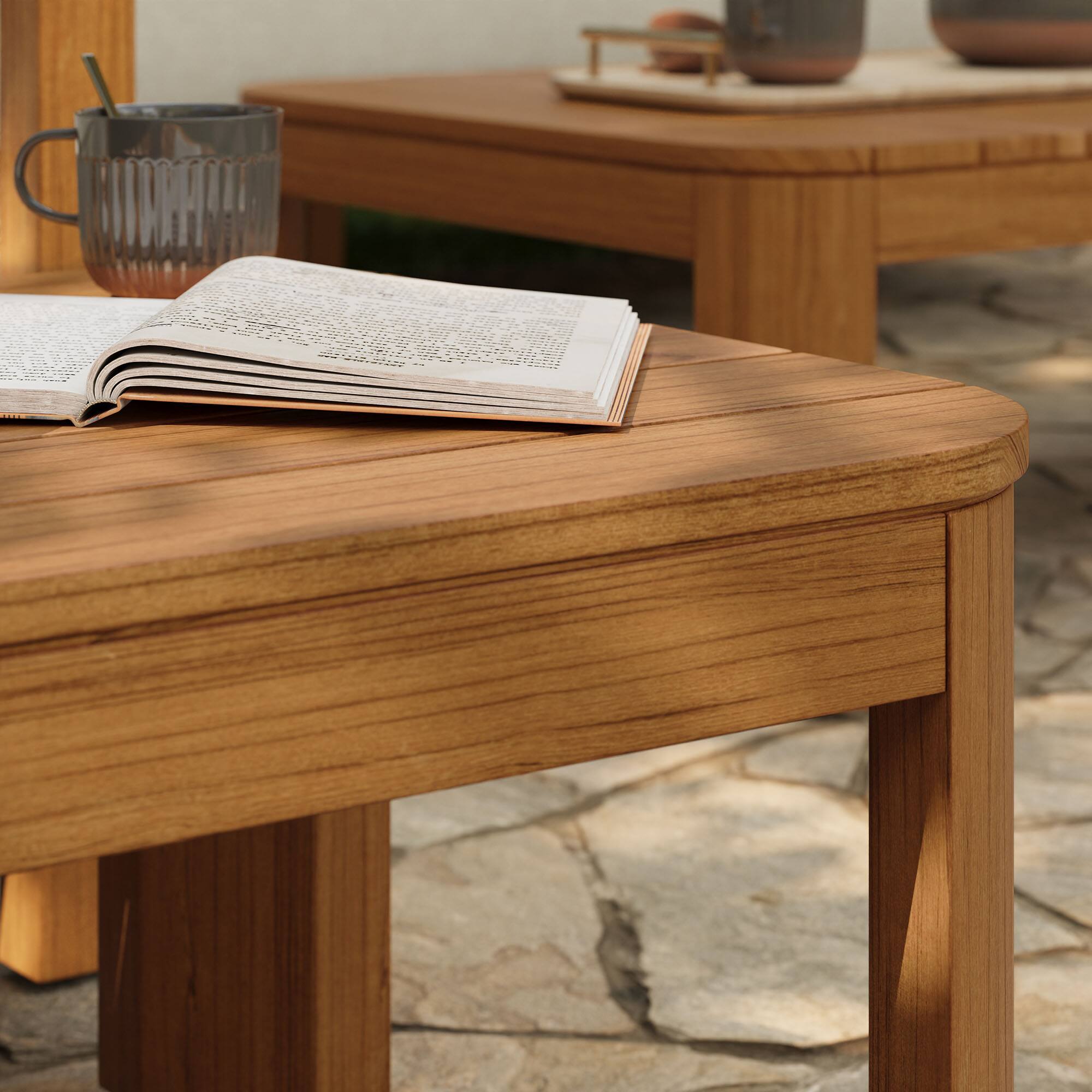Alt View 1. Modway - Kona Outdoor Teak Wood Side Table by Modway - Natural.