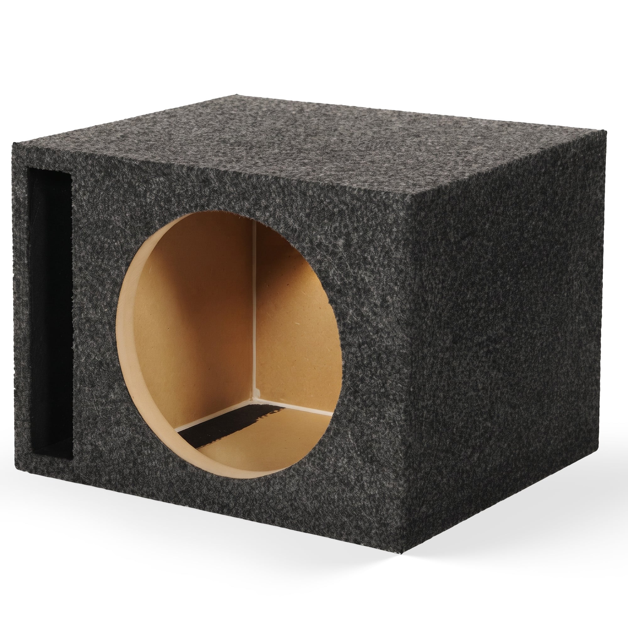 QPower - QBASS Vented Chamber 12" Single Audio Subwoofer Enclosure Box, Charcoal - Charcoal Gray