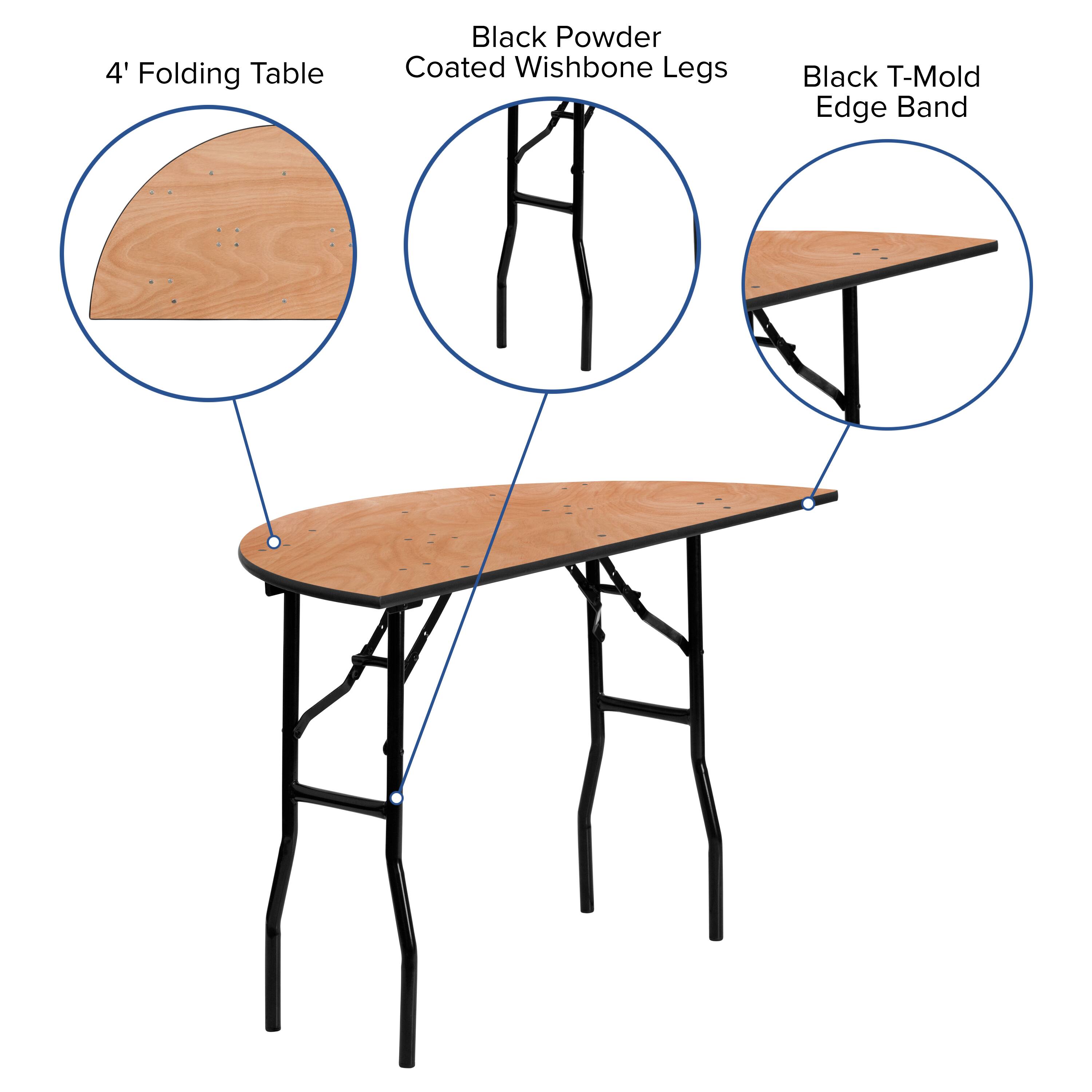 4' Folding Table  
Black Powder Coated Wishbone Legs  
Black T-Mold Edge Band