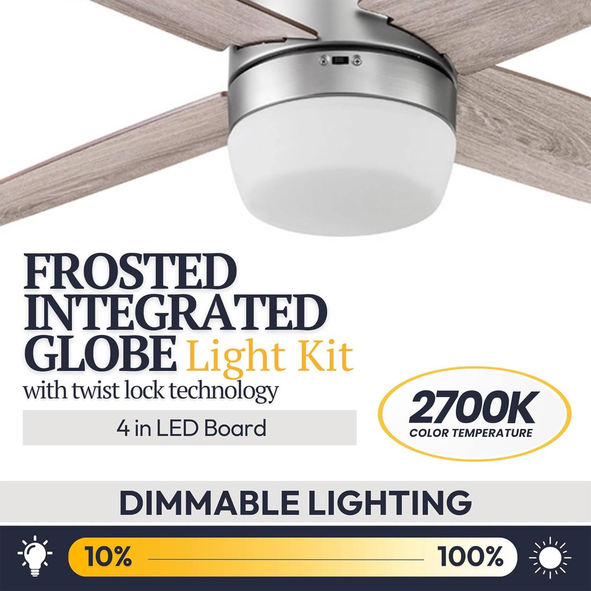 FROSTED INTEGRATED GLOBE Light Kit with twist lock technology 2700K 4 in LED Board COLOR TEMPERATURE DIMMABLE LIGHTING 10% 100%