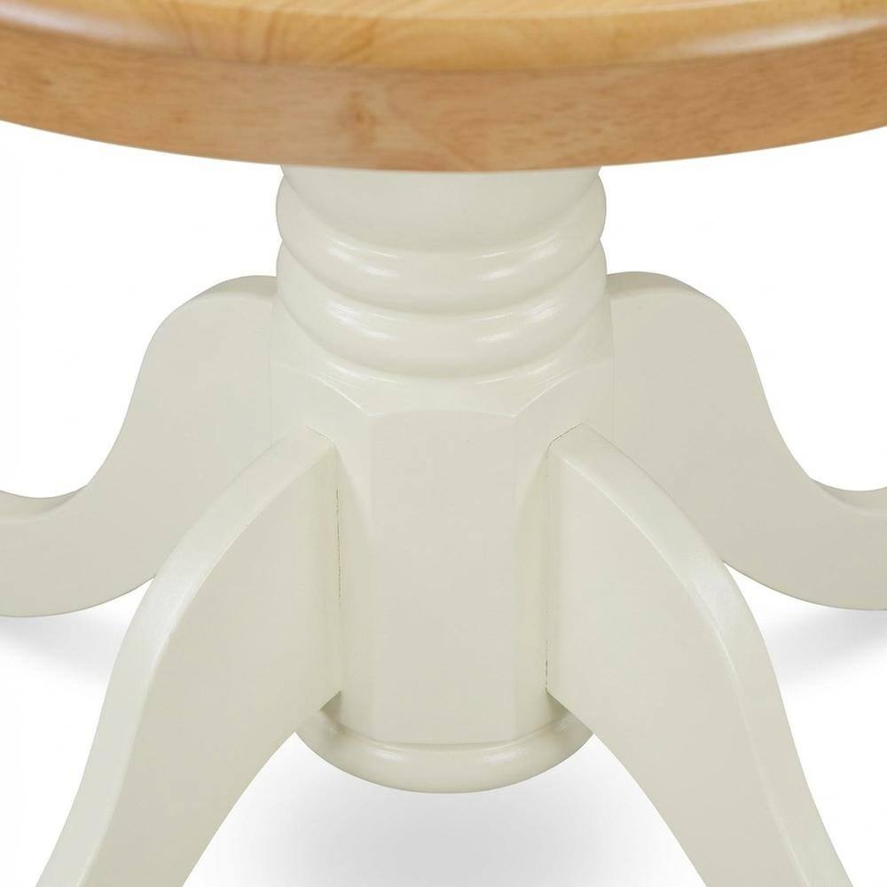 Alt View 1. FurniFact - Oak Round Pedestal Dining Table - Oak & Linen White.