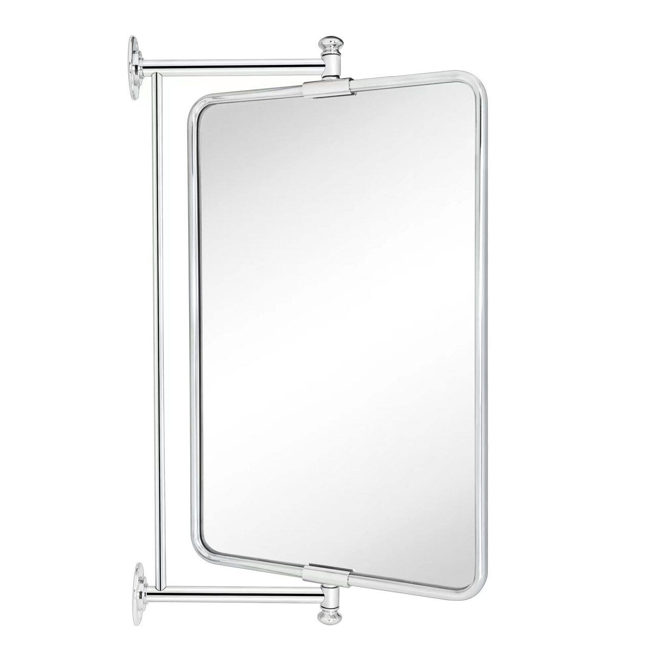 TEHOME - Correon 14 in. W x 22 in. H Rounded Cornered Rectangular Metal Framed Wall Mounted Bathroom Vanity Mirror - Chrome