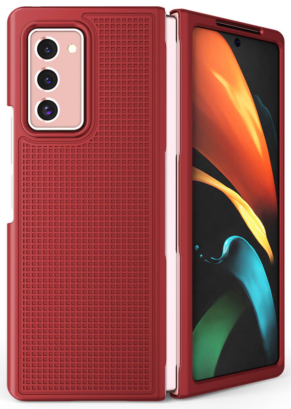 Alt View 9. Nakedcellphone - Slim Case and Belt Clip Holster Combo for Samsung Galaxy Z Fold 2 (SM-F916) - Red.
