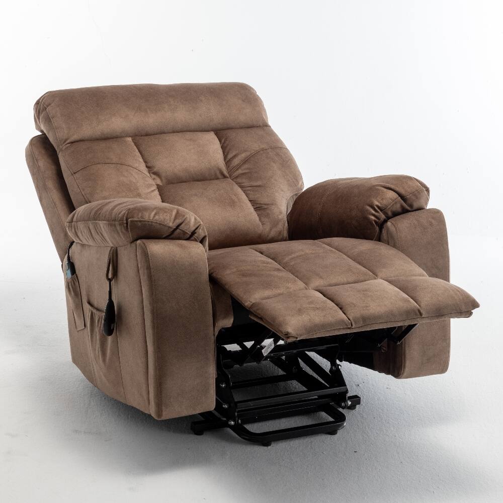 Alt View 7. Loheer - Loheer Power Lift Recliner Electric Reclining Chair Massage Heat - Brown.