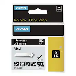 DYMO - 1805436 Rhino 0.75 in. x 18 ft. Permanent Vinyl Industrial Label Tape - /White Print - Black
