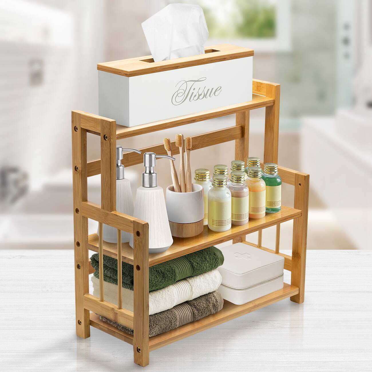 Alt View 1. Sorbus - Sorbus 3-Tier Bamboo Kitchen Countertop Organizer - ideal for storage and display, stores your favorite spices - Brown.