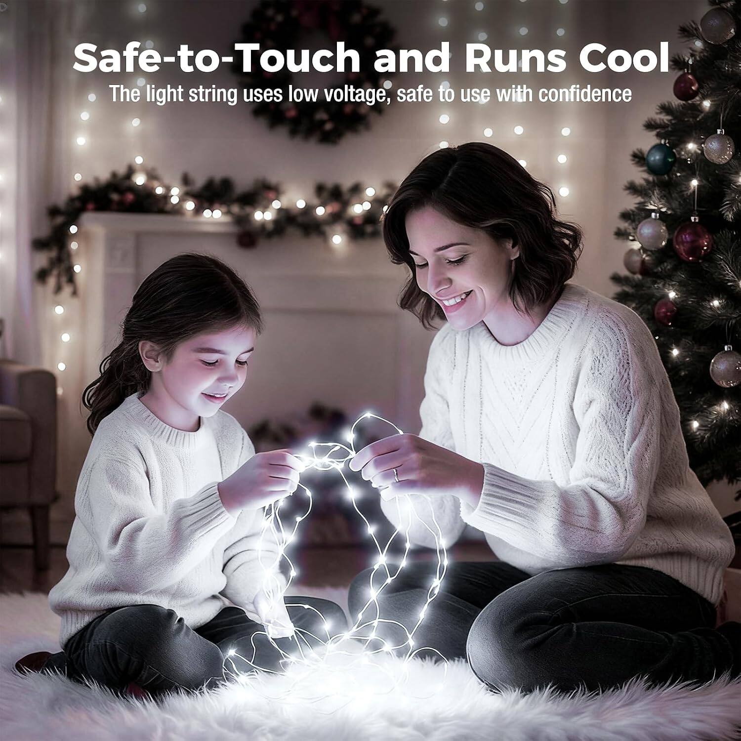 Safe-to-Touch and Runs Cool  
The light string uses low voltage, safe to use with confidence