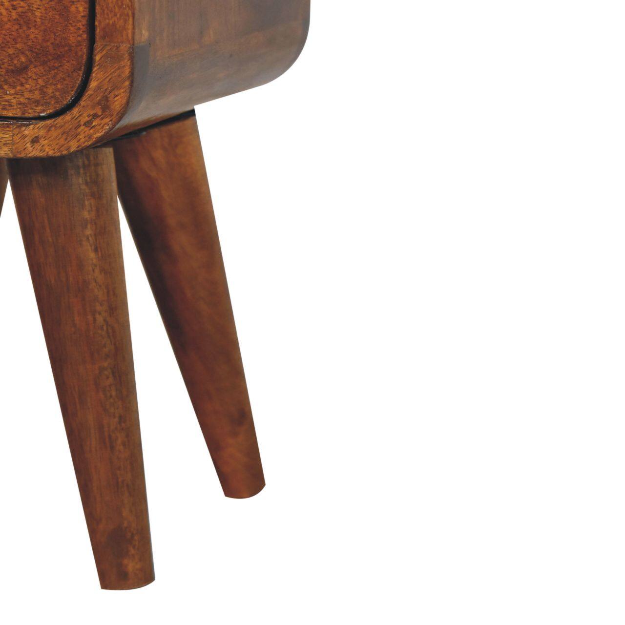 Alt View 4. Artisan Furniture - Artisan Furniture Solid Wood Extra Mini Chestnut Curve Open Slot Bedside, 1 Drawer, Dark Brown - Dark Brown.