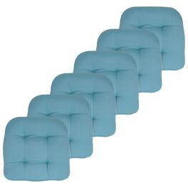 Sweet Home Collection - Patio Cushions Indoor/Outdoor Chair Pads Tufted 19" x 19", 6-Pack - Teal