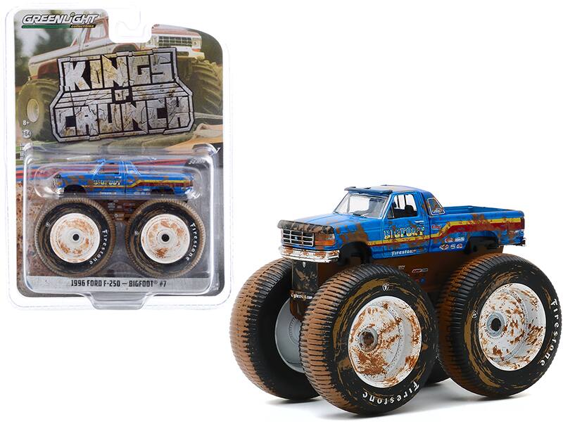 Greenlight - 1996 Ford F-250 Monster Truck "Bigfoot #7" (Dirty Version) "Kings of Crunch" Series 7 1/64 - Blue