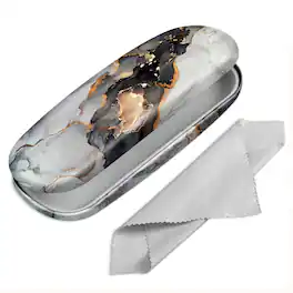 Kitcheniva - Durable Hard Shell Eyeglasses Box With Cleaning Cloth Protective Cover - Cloudy Marble