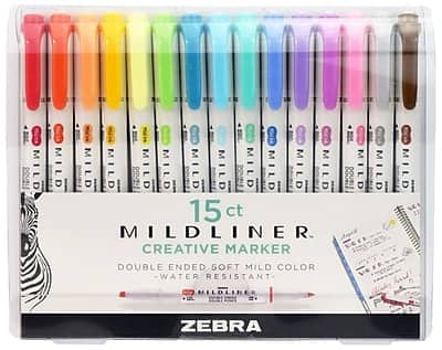 Zebra - Mildliner Twin Tip Highlighters, Bullet/Chisel Tip, Assorted, 15/Pack price history on PriceWatchPro