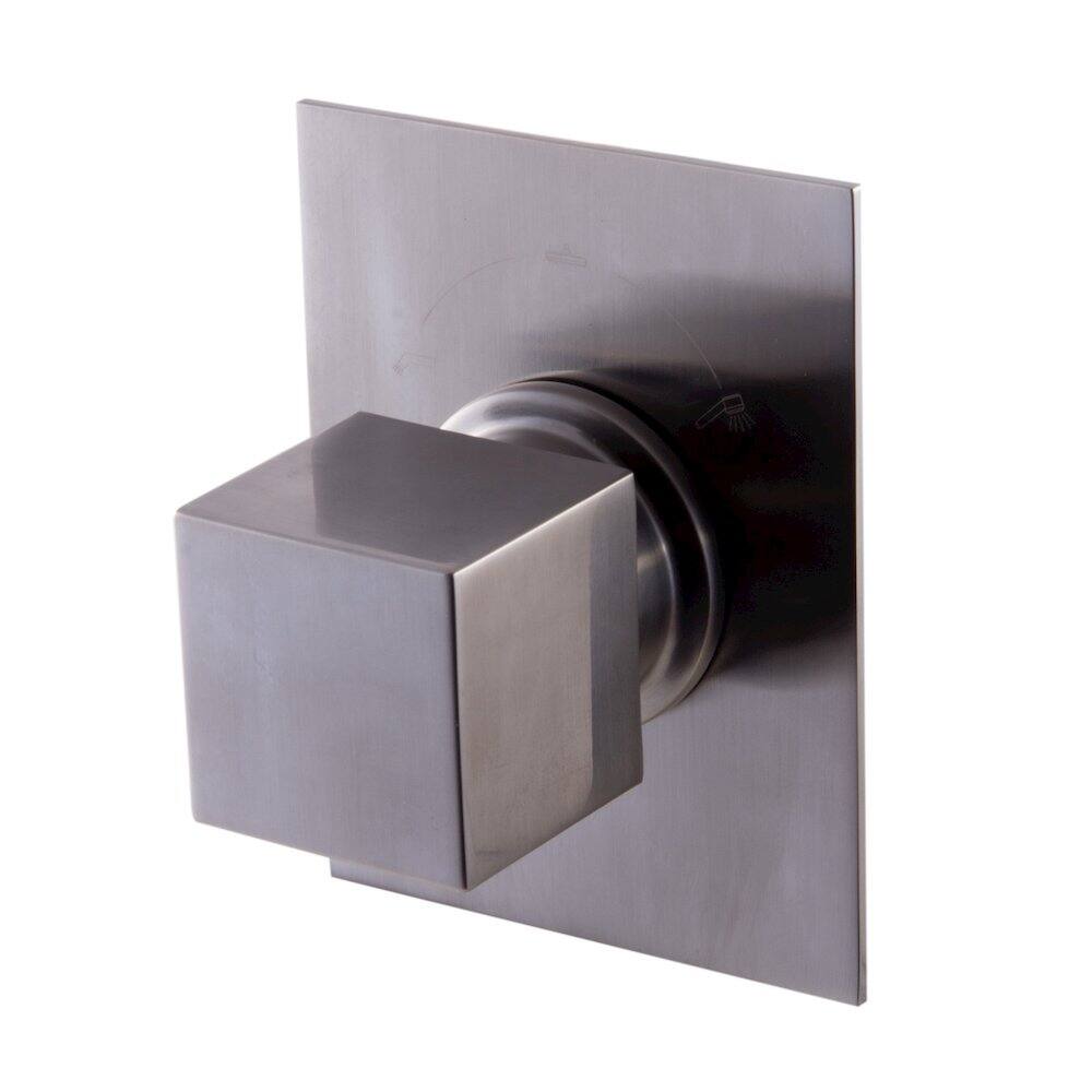 Angle. Alfi - Brushed Nickel Modern Square 3 Way Shower Diverter - Silver.