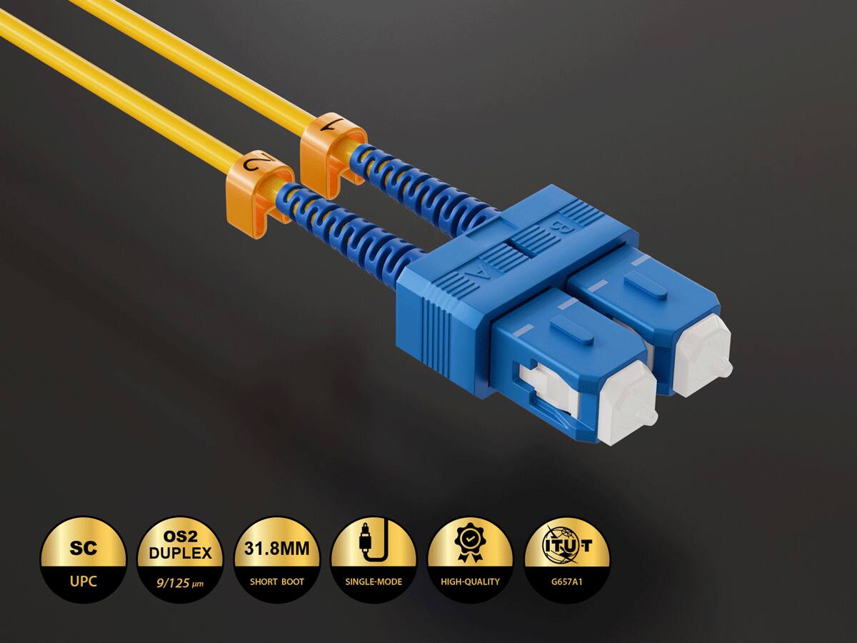 SC UPC  
OS2 DUPLEX  
31.8MM  
9/125 µm  
SHORT BOOT  
SINGLE-MODE  
HIGH-QUALITY  
ITU-T G657A1