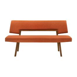 Armen Living - Channell Wood Dining Bench in Walnut Finish with Fabric - Orange
