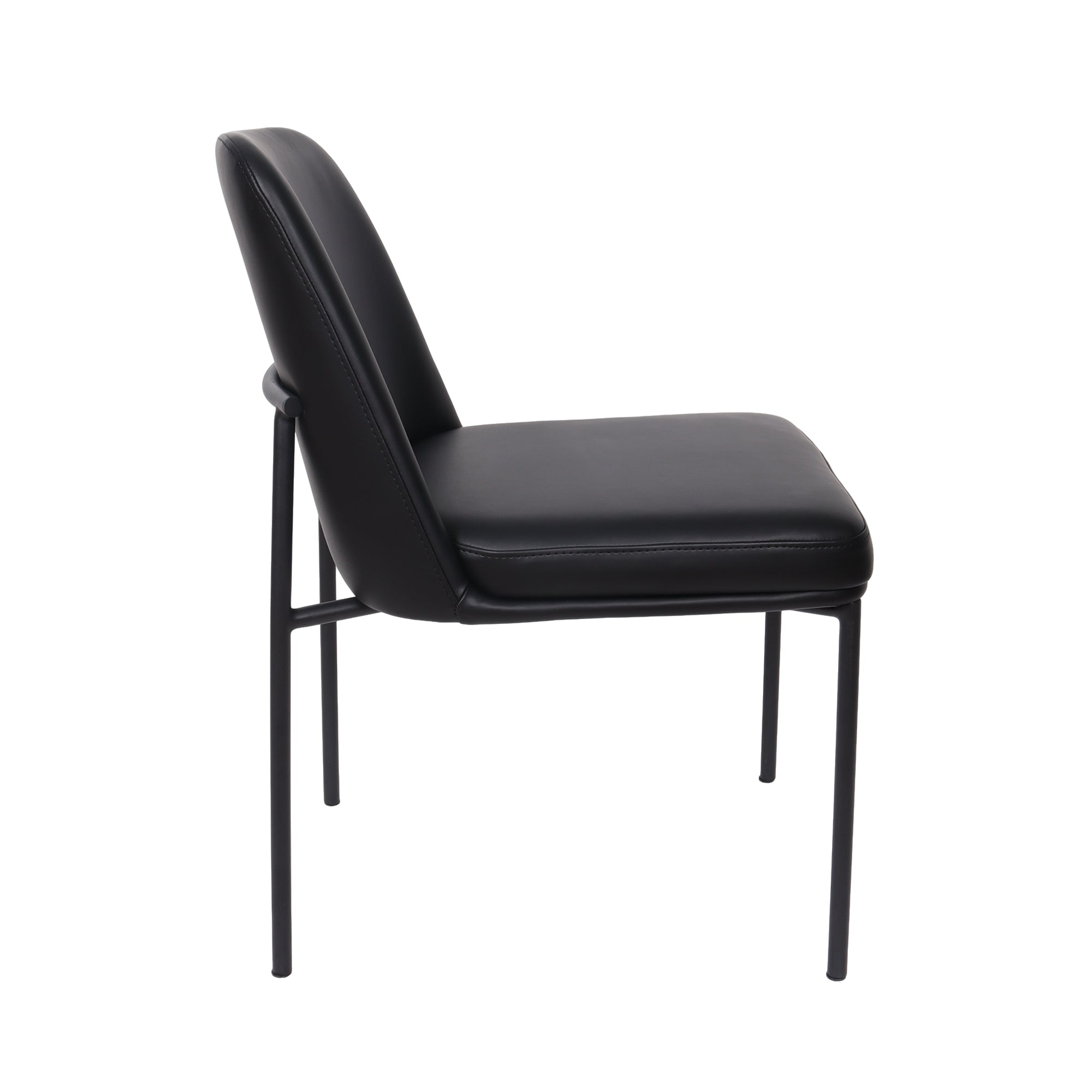 Alt View 3. Manhattan Comfort - Loft Contemporary Metal Vegan Leather Side Chair - Set of 2 - Black.