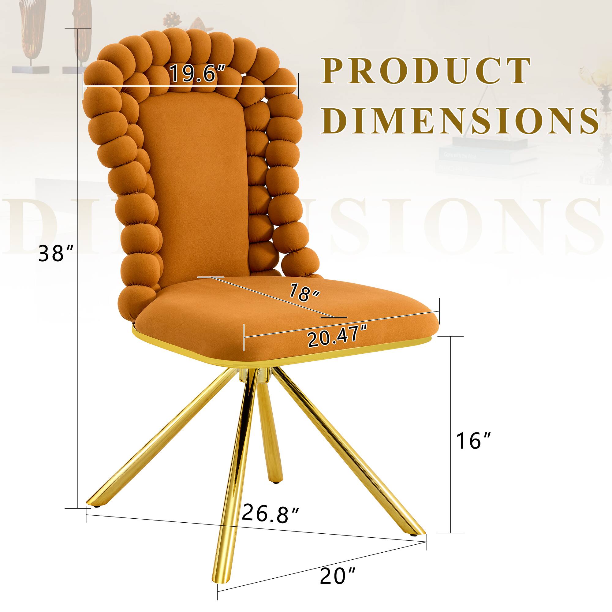 U 19.6" PRODUCT DIMENSIONS 38" 18" 20.47" 16" 26.8" 20"