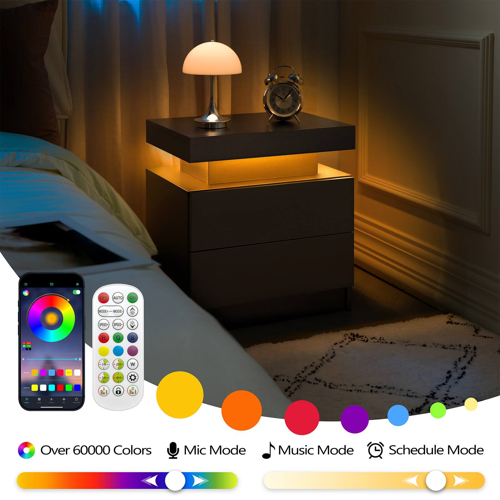 Over 60000 Colors  
Mic Mode  
Music Mode  
Schedule Mode