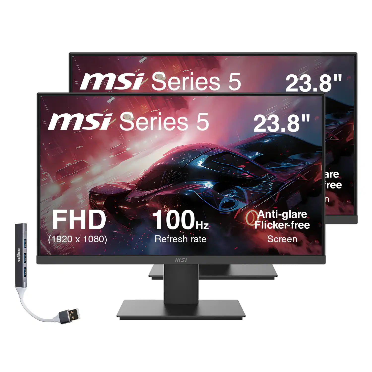 MSI - 24'' FHD VA Monitor, Anti Glare, Anti Flicker Free, VESA Mount, Low Blue Light, HDMI & DKZ Hub - Black