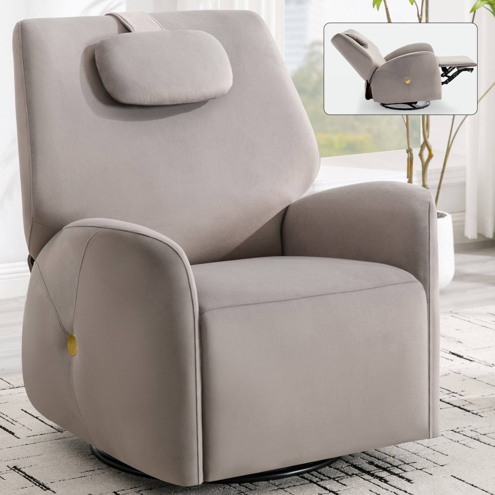Alt View 2. Boyel Living - Swivel and Rocker Power Recliner Chair Max Swivel Degree 270° Heavy Duty Motion Mechanism with USB and Type-C Ports - Grey.