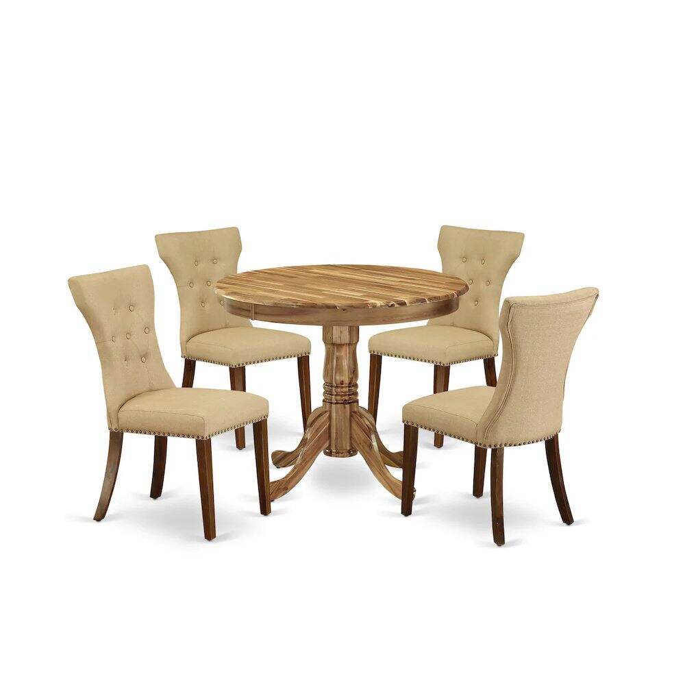 Angle. East West Furniture - Dining Room Set Natural - Brown.