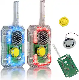 Retevis - EZTalk 80 Walkie Talkies for Kids, Science Kits for Kids Age 8-12 | STEM Toys Build Your Own Walkie Talkies Kits - Transparent