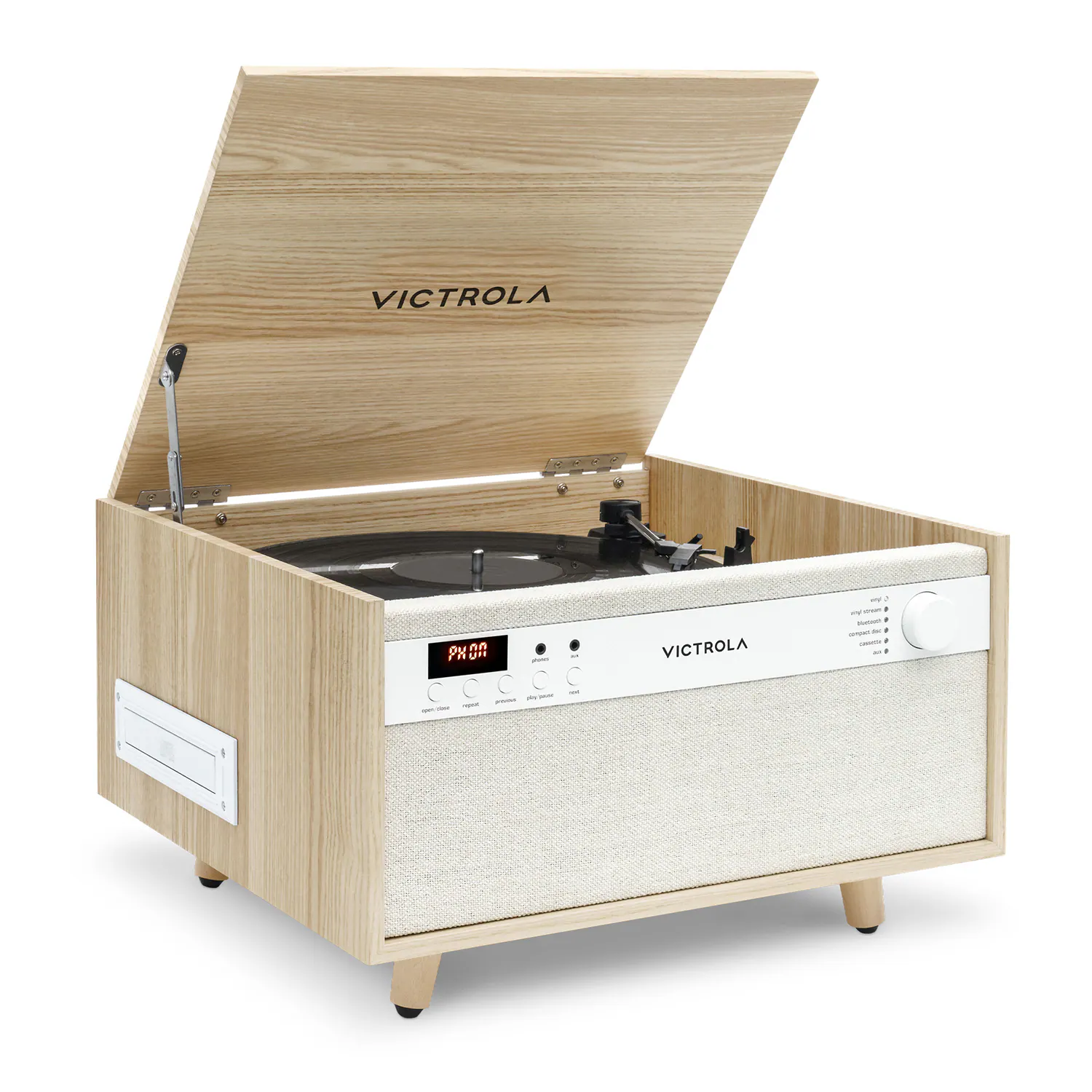 Victrola VTA-600B-WHT Navigatore wireless Bluetooth 8 in 1 giradischi e Victrola VTA-600B-WHT Navigatore wireless Bluetooth 8 in 1 giradischi e