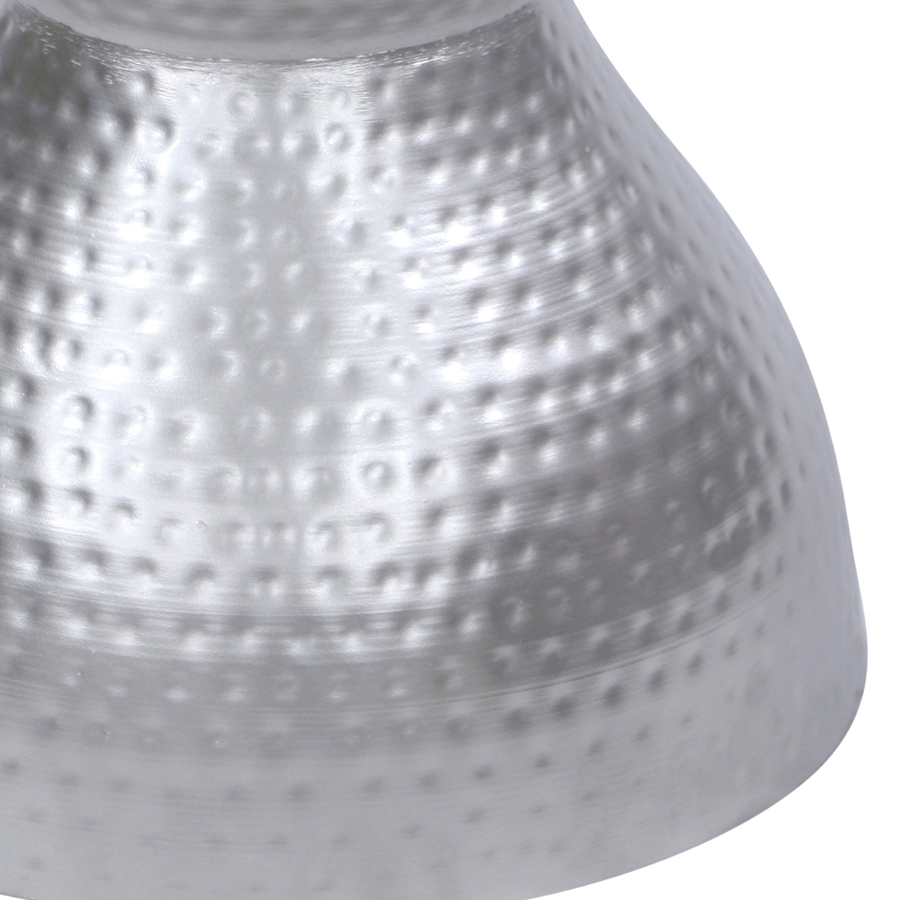 Back. Manhattan Lane - Industrial Style Hammered Texture Iron Stool with Hourglass Shaped Body - Silver.