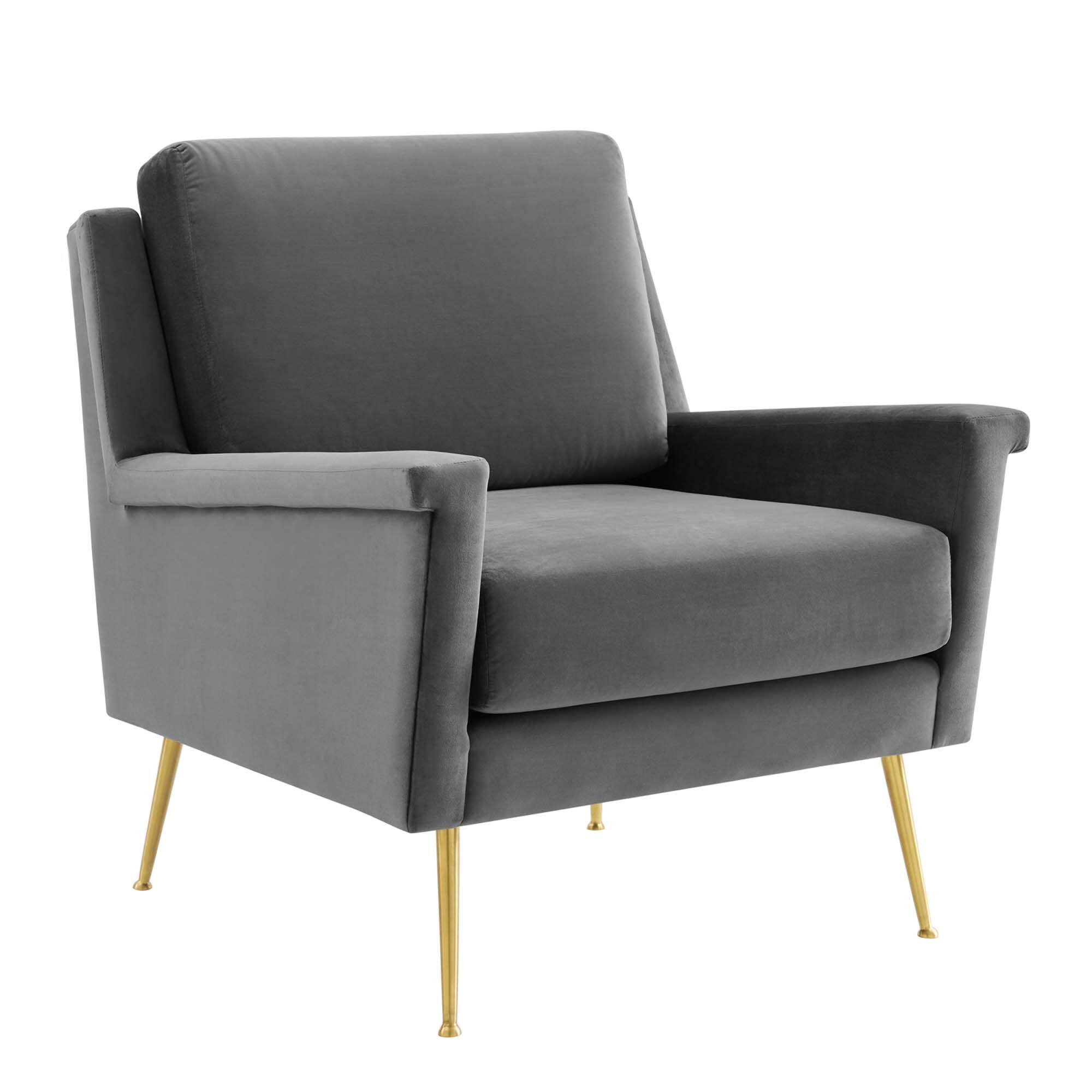 Angle. Modway - Chesapeake Performance Velvet Armchair by Modway - Gold Gray.