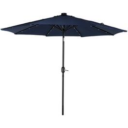 Sunnydaze - 9 ft Solar Aluminum Patio Umbrella with Tilt and Crank - Navy Blue