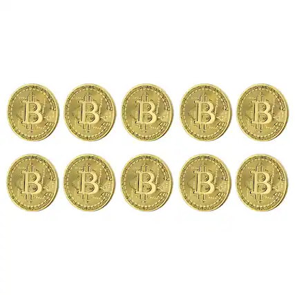 Front. Toynk - Bitcoin Gold Plated Commemorative Collector's Coin Lot of 10.