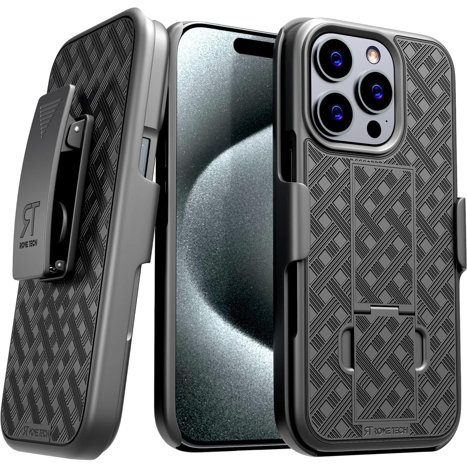 RomeTech - Shell Holster Combo Case for Apple iPhone 16 Pro - Black