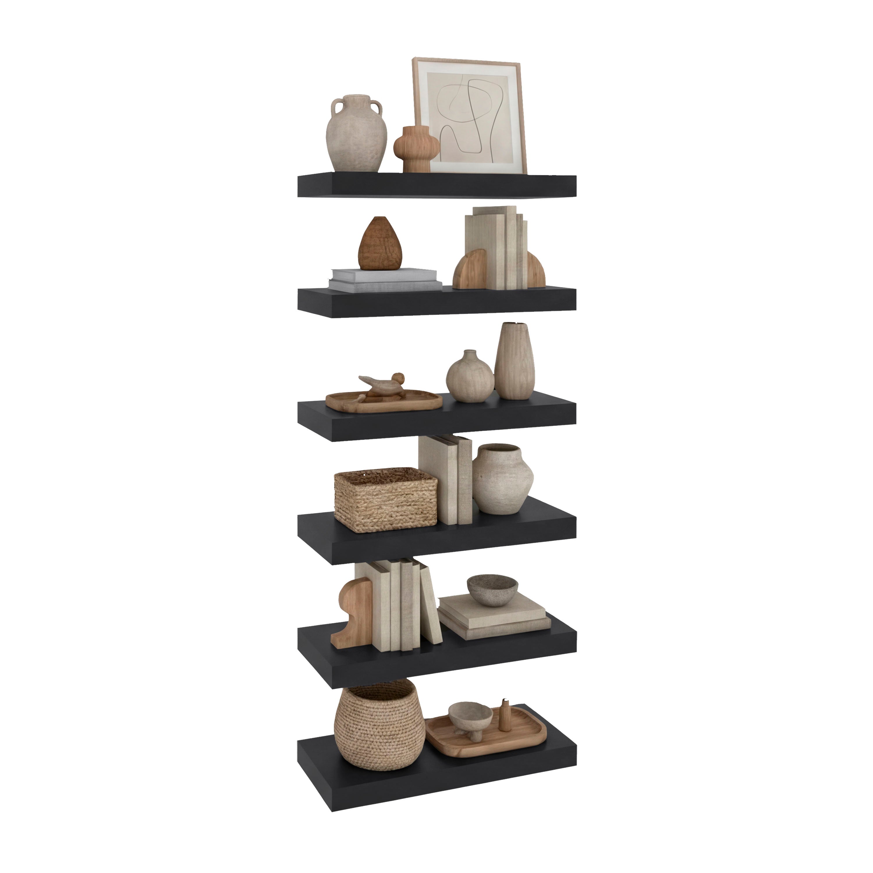Back. TuHome - 18" x 8" Floating Wall Shelf, Wall-Mounted Display Ledge for Living Room, Bedroom or Office Storage - Wenge.
