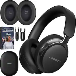 Bundle - Bose - QuietComfort Ultra Headphones 2nd Gen Over-Ear Wireless + Extra Earpads Package - Black