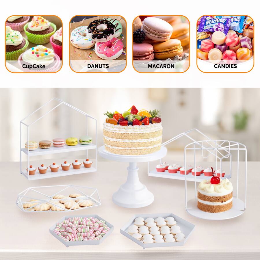 Display Cake Rack Winado 7PCS Cake Stand Set, Dessert Table Display Set, Metal Cupcake ...