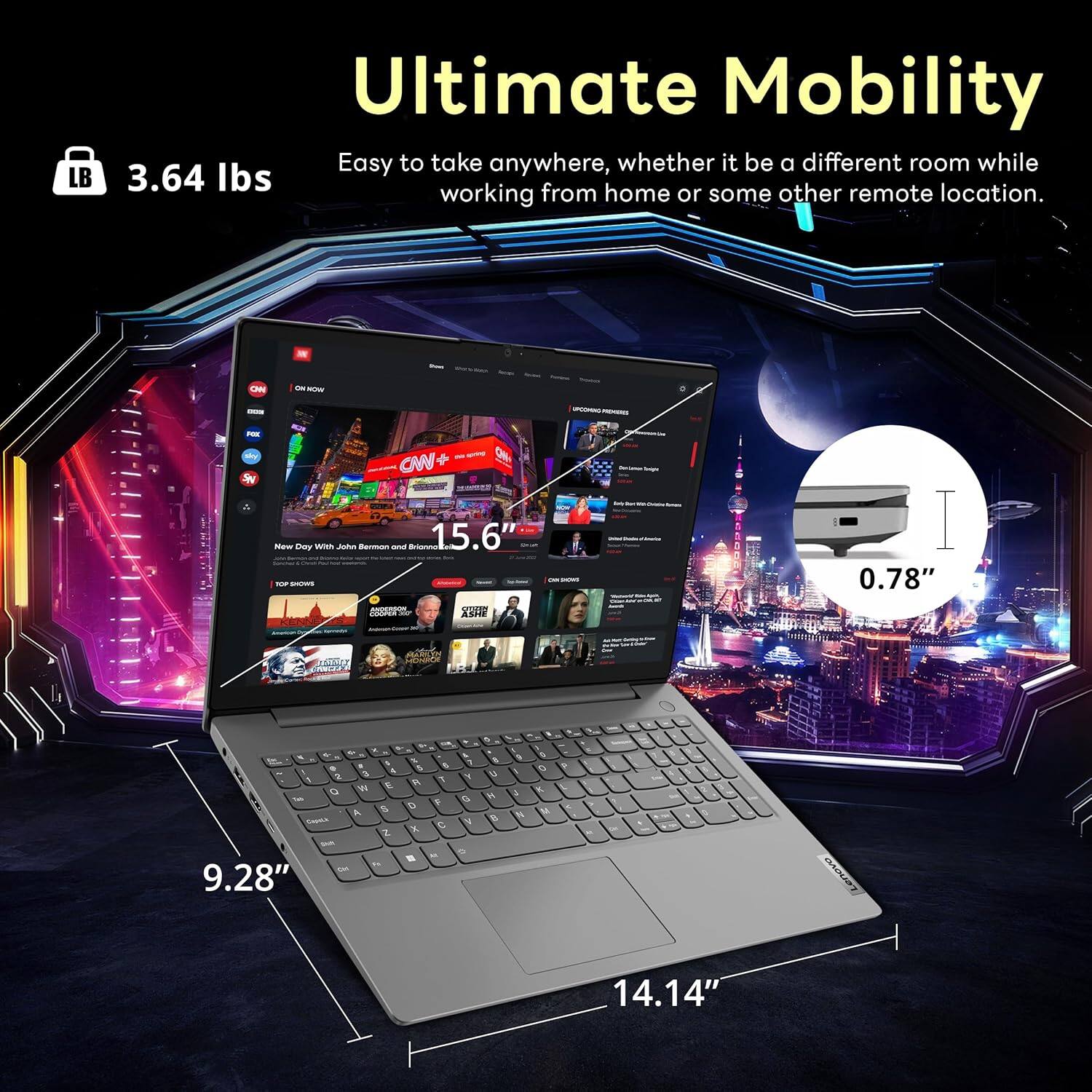 Ultimate Mobility

Easy to take anywhere, whether it be a different room while working from home or some other remote location.

3.64 lbs

15.6"

9.28"

14.14"

0.78"