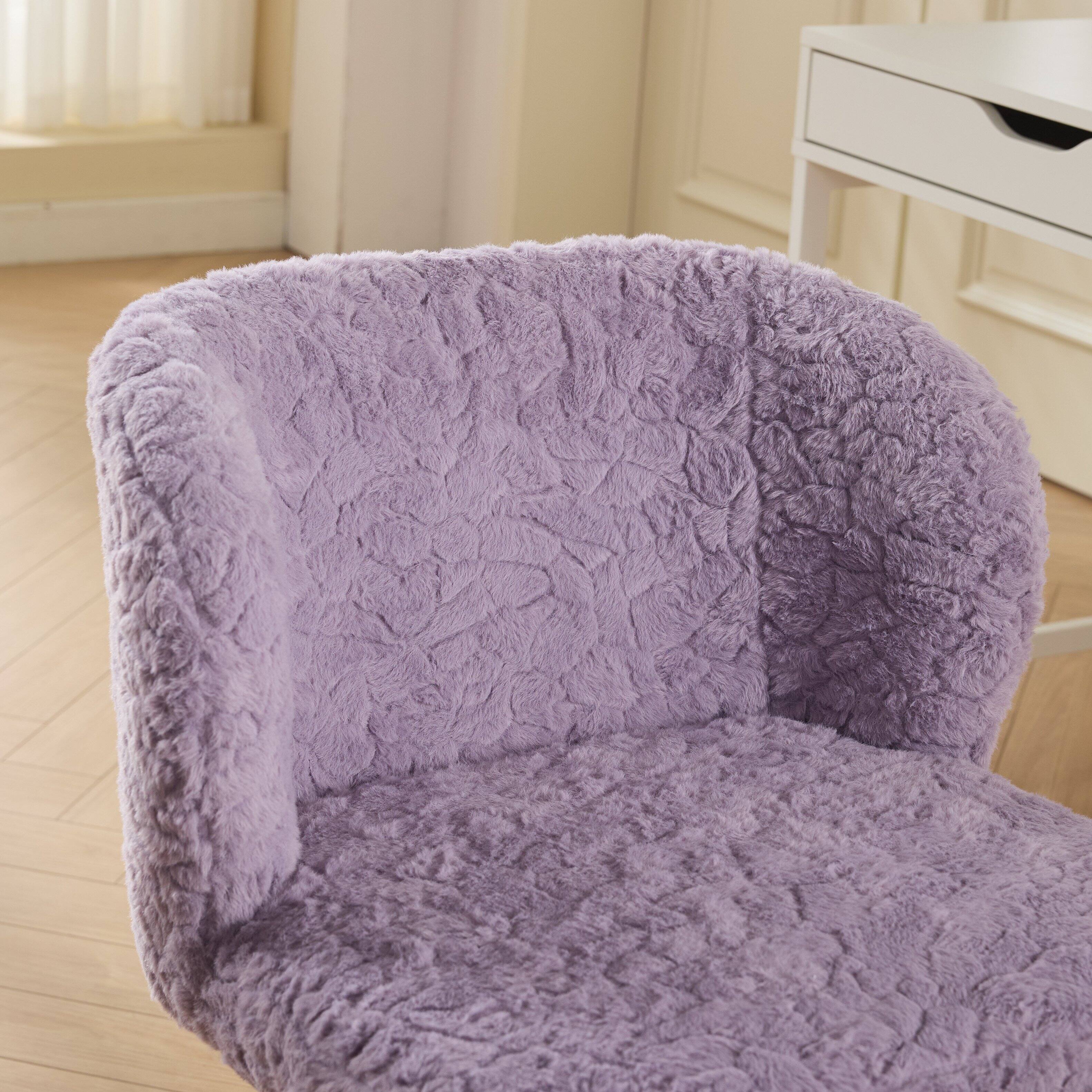 Alt View 8. GOODSILO - Faux Fur Swivel Office Chair with Ergonomic Design and Adjustable Height for Home Office or Vanity Use - Violet.