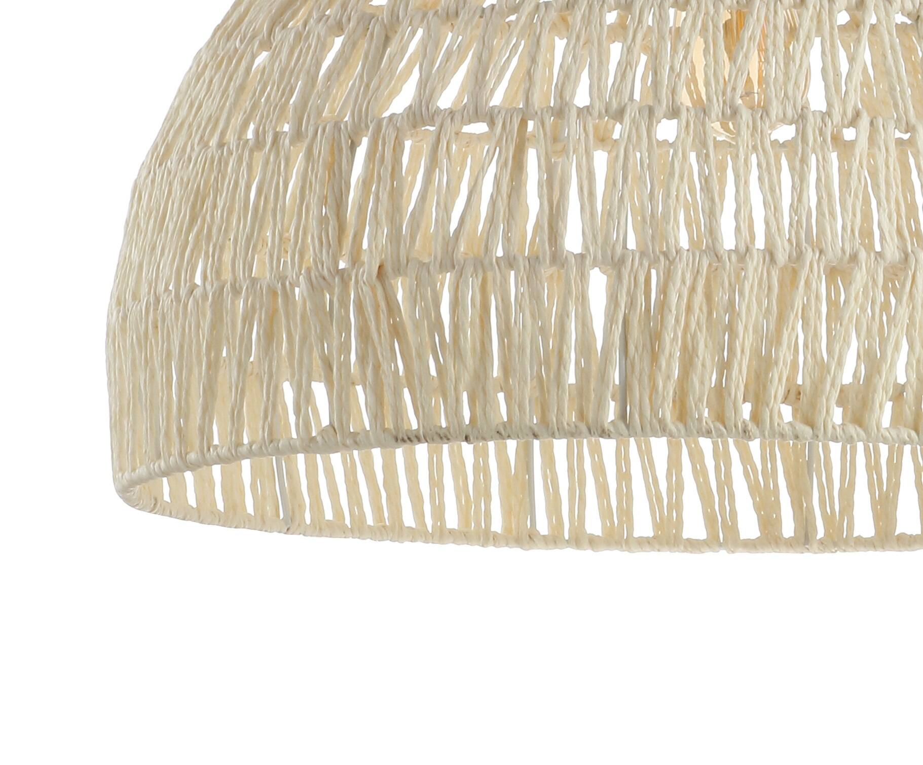 Alt View 4. Jonathan Y - Campana 20" 1-Light Bohemian Modern Woven Rope/Iron LED Pendant, Cream - Cream.
