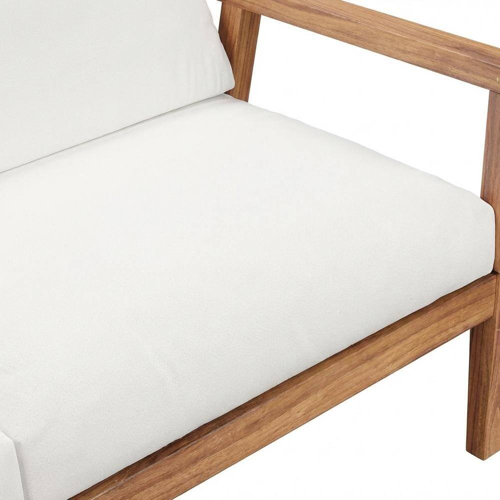 Alt View 1. Outdoor Escape - Outdoor Patio Teak Wood 2-Seater Loveseat With Armrest And Backrest - White.