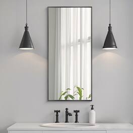 Lirago - 47" x 22" Rectangle Hanging Bathroom Mirror with Scratch-Resistant Aluminum Alloy Frame - Black